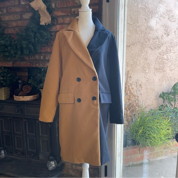 NWT WHO WHAT WEAR Bicolor 2 tone NWT
Double Breasted Black/Tan Coat - Picture 4 of 9